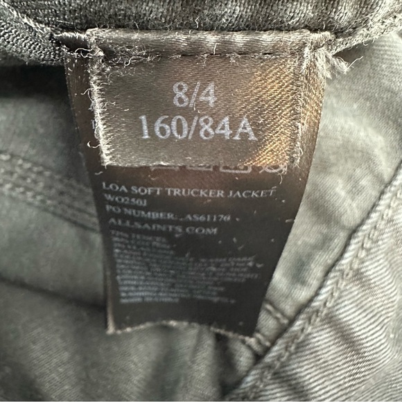 AllSaints Loa Soft Trucker Jacket Lightweight Black Size 4 - Picture 6 of 8